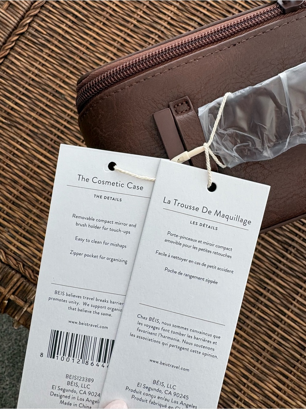 BEIS Brown Leather Cosmetic Case - Picture 3 of 5